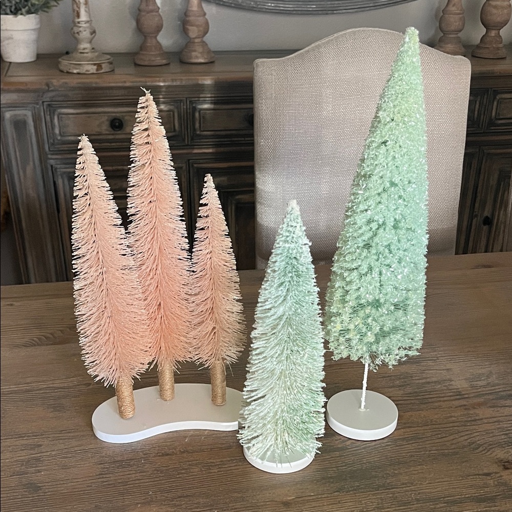 Pastel Holiday Bottle Brush Trees